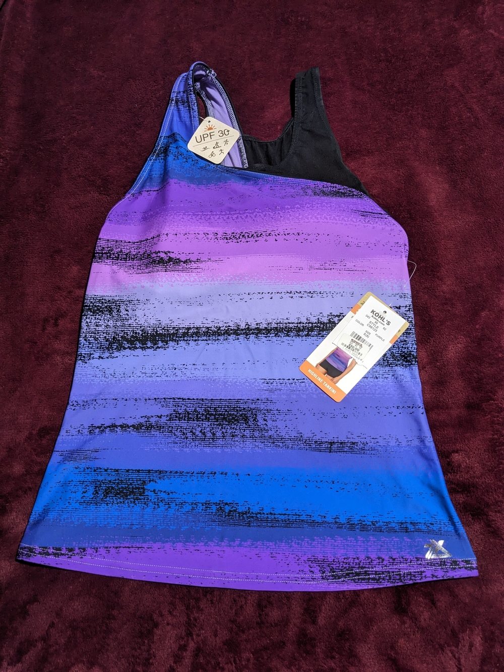 Purple and Blue Ombre Racerback Tankini Swim Top